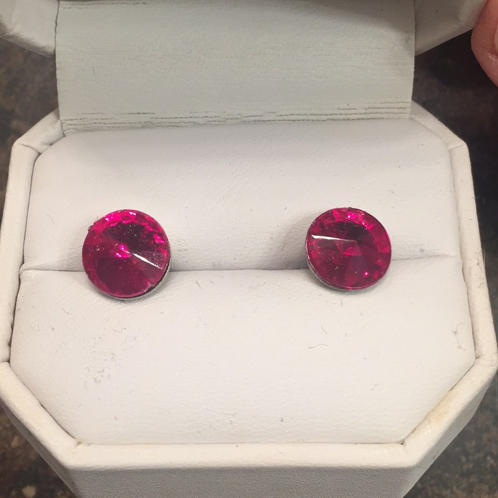 Pink colored stone earrings